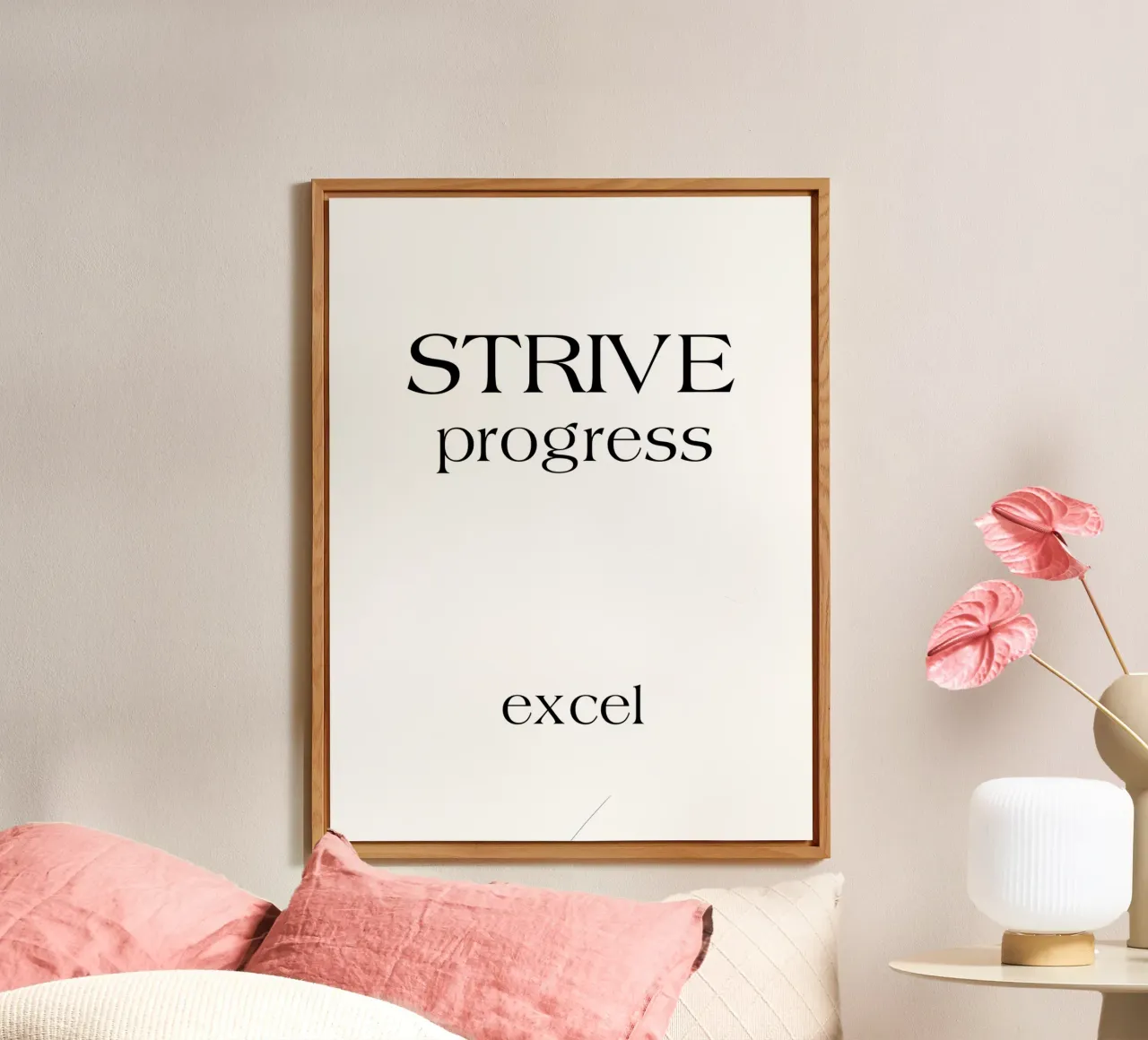 Strive Progress Tipografia semplice e minimalista Excel alluminio dibond da YV TYPOGRAPHY