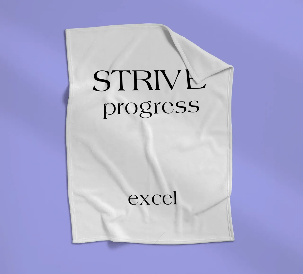 Strive Progress Simple Minimalist Typography Excel fleece blanket by YV TYPOGRAPHY