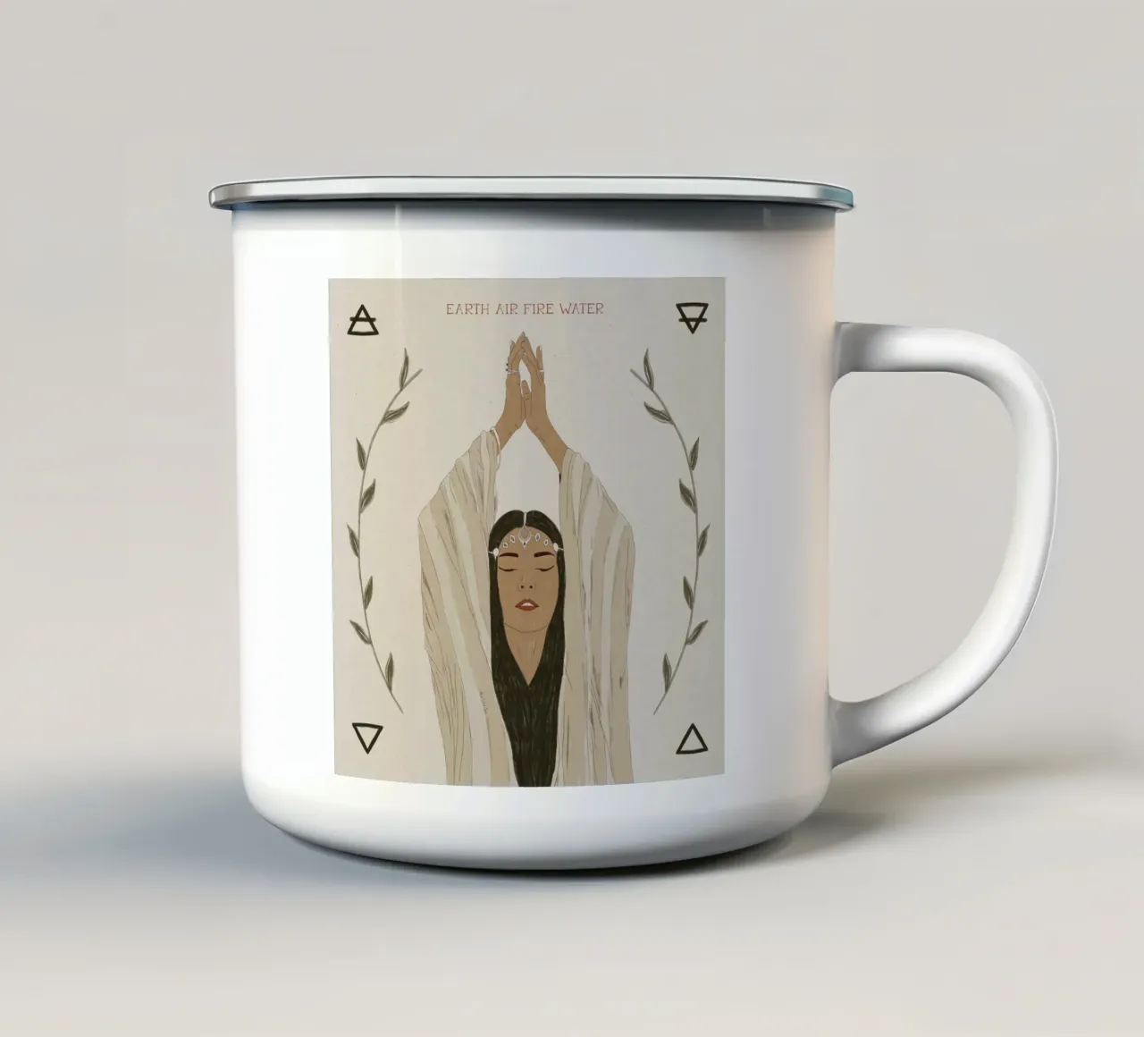 Terra, Aria, Fuoco, Acqua Gli Elementi Donna Tribale Boho tazza in smalto da This Wild Soul - Illustration