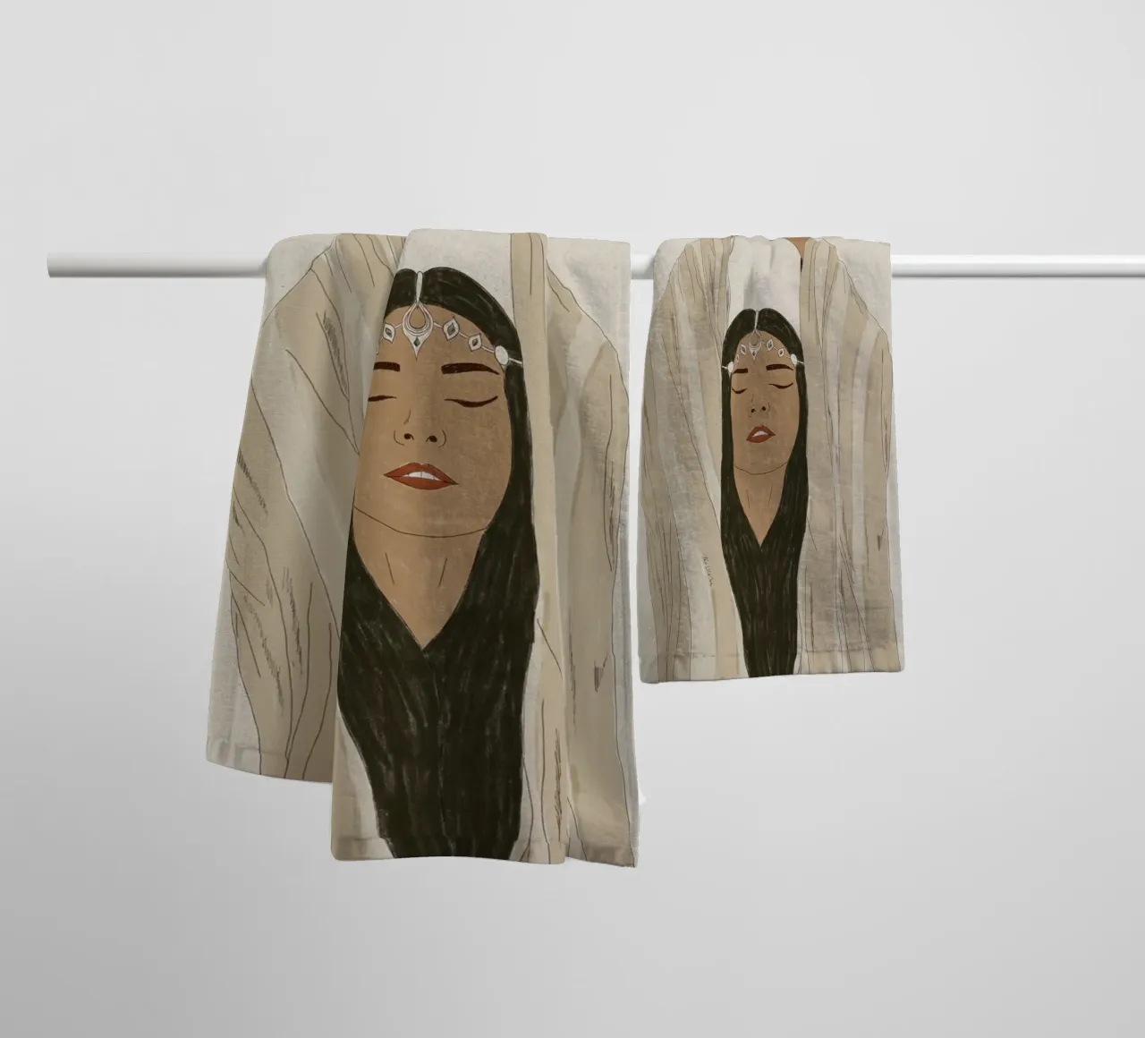 Terra, Aria, Fuoco, Acqua Gli Elementi Donna Tribale Boho asciugamano da bagno da This Wild Soul - Illustration