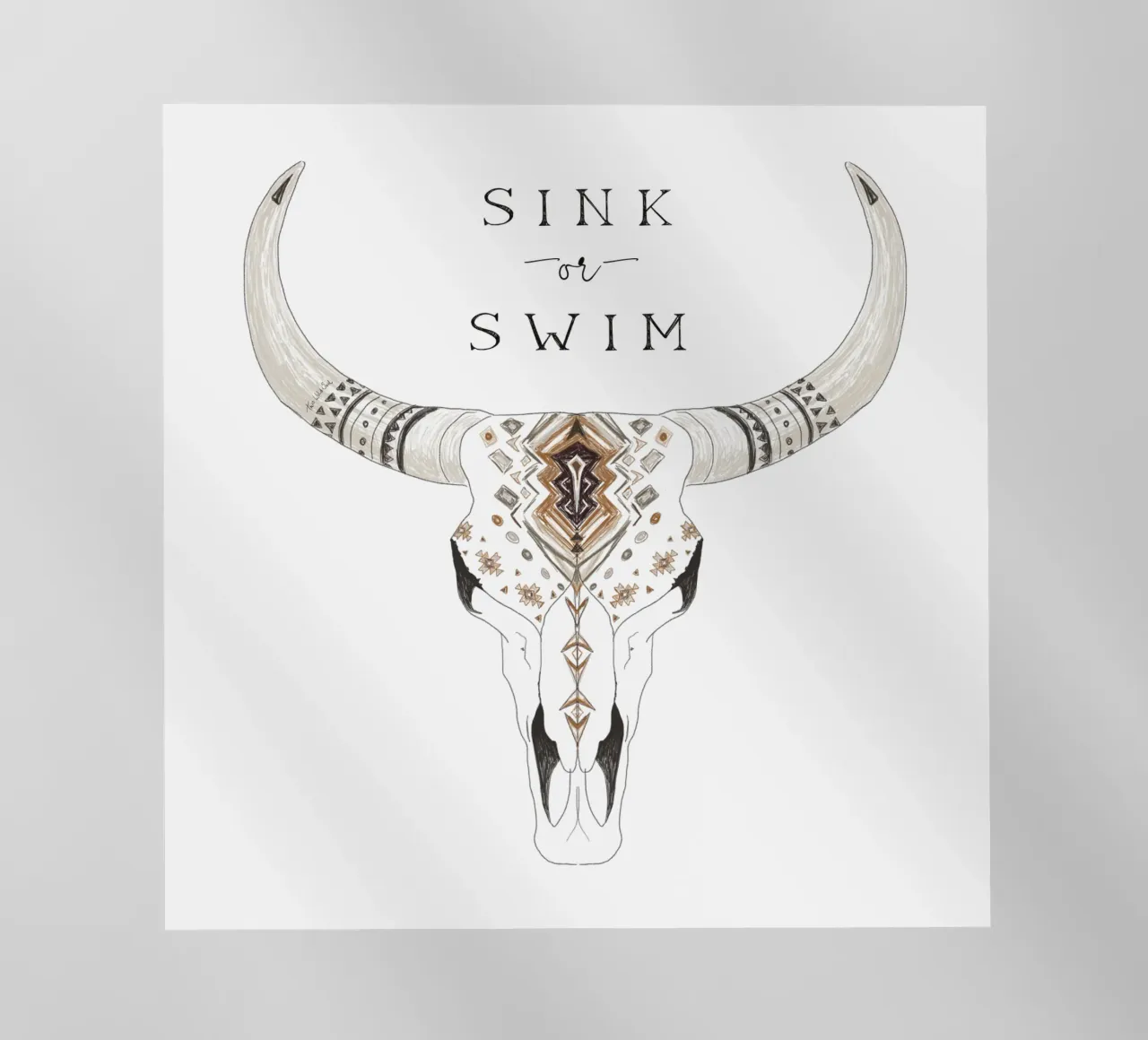 Sink or Swim Tipografia del deserto sud-occidentale Boho Teschio di bisonte pellicola backlit da This Wild Soul - Illustration