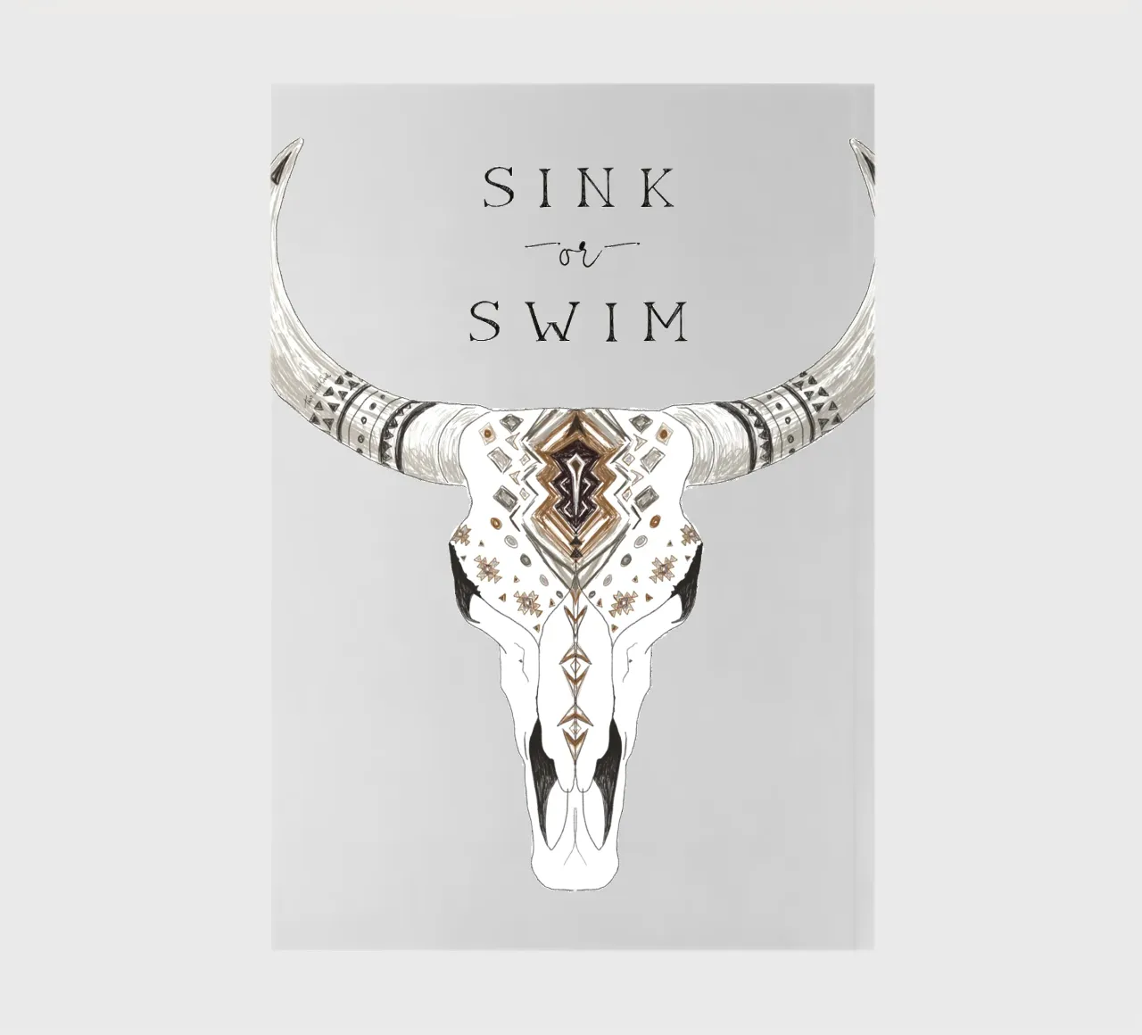 Sink or Swim Typographie Sud-Ouest Désert Boho Bison Crâne carnet de notes de This Wild Soul - Illustration