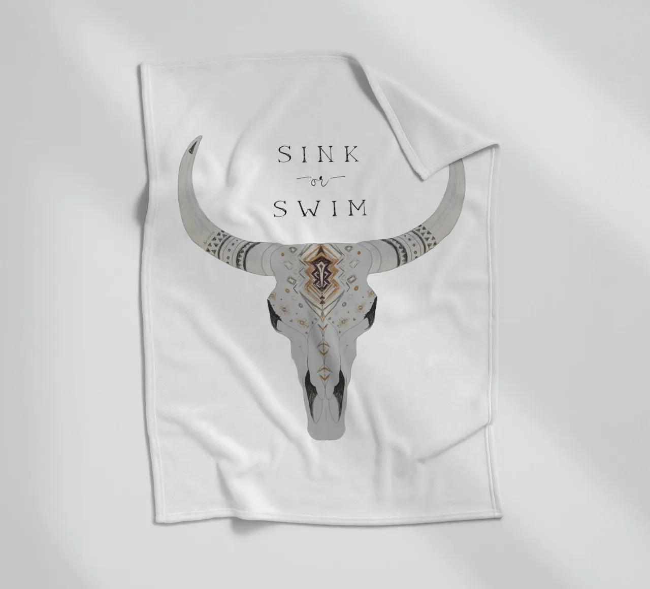 Sink or Swim Tipografia del deserto sud-occidentale Boho Teschio di bisonte coperta in pile da This Wild Soul - Illustration
