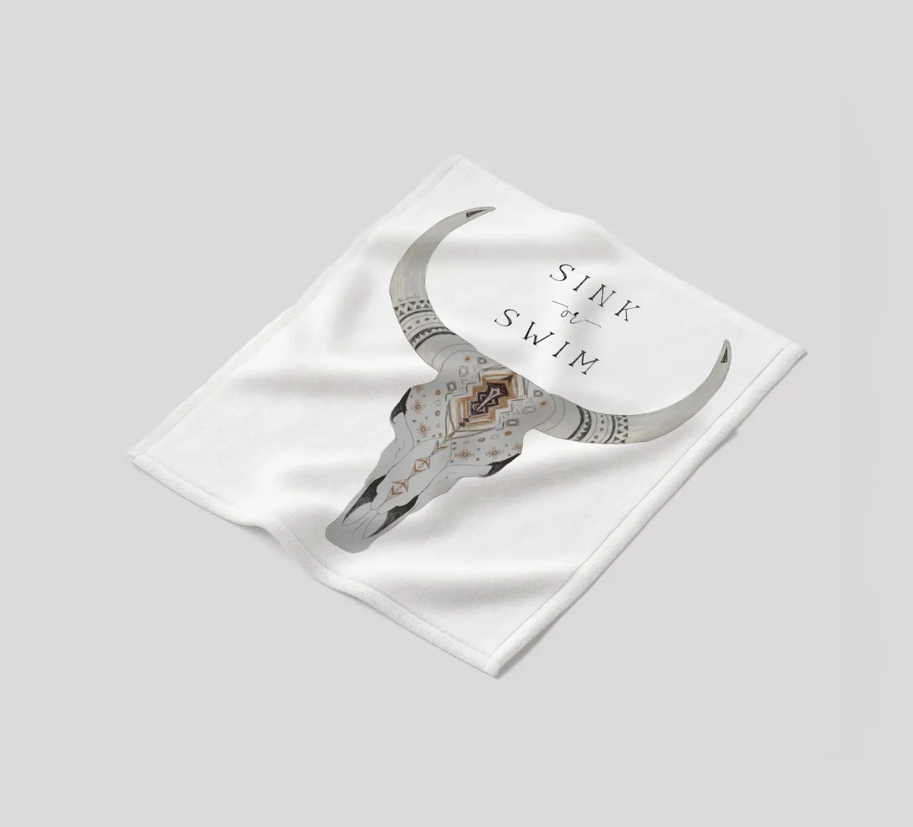 Sink or Swim Tipografia del deserto sud-occidentale Boho Teschio di bisonte coperta in pile da This Wild Soul - Illustration