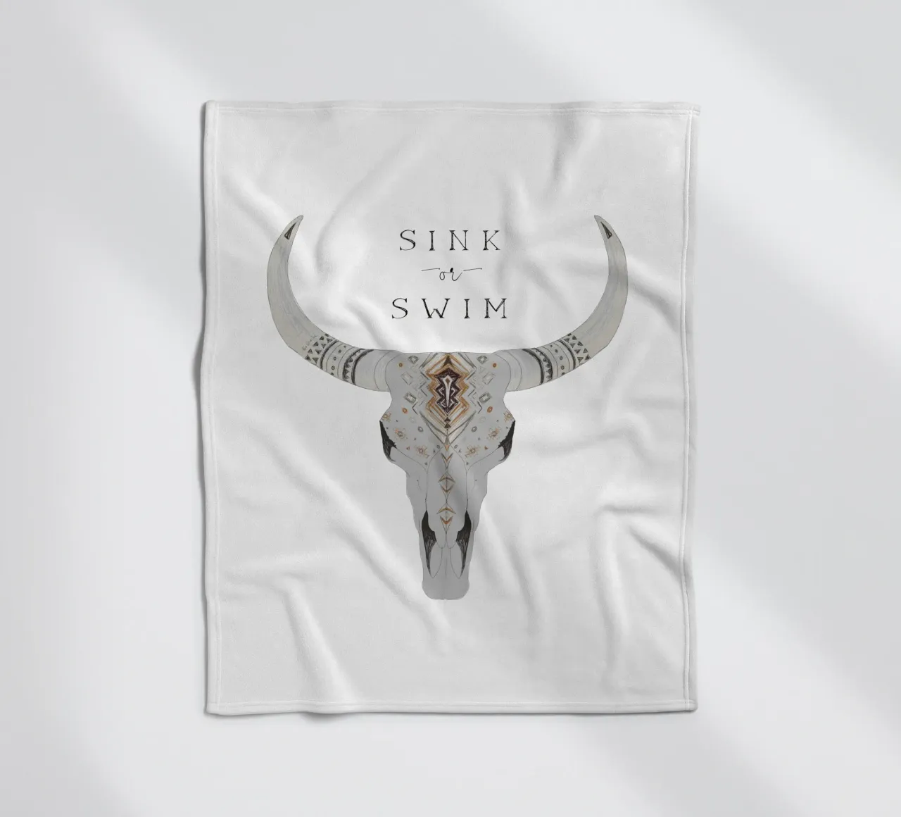 Sink or Swim Tipografia del deserto sud-occidentale Boho Teschio di bisonte coperta in pile da This Wild Soul - Illustration