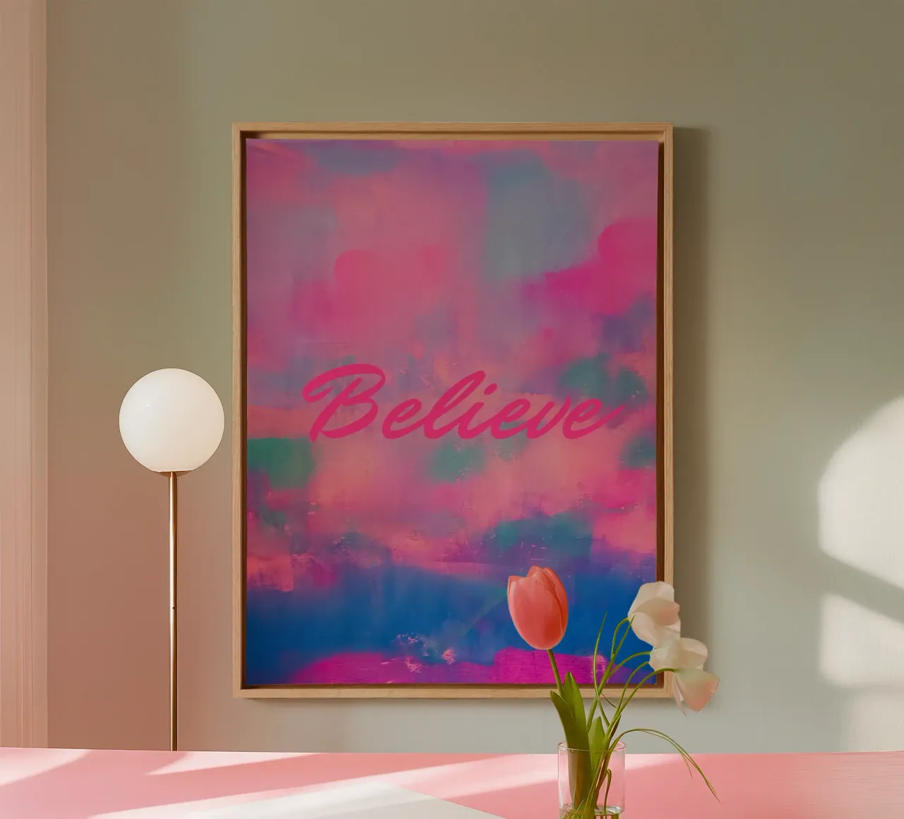 Impression abstraite colorée 'Believe toile de FABOArt