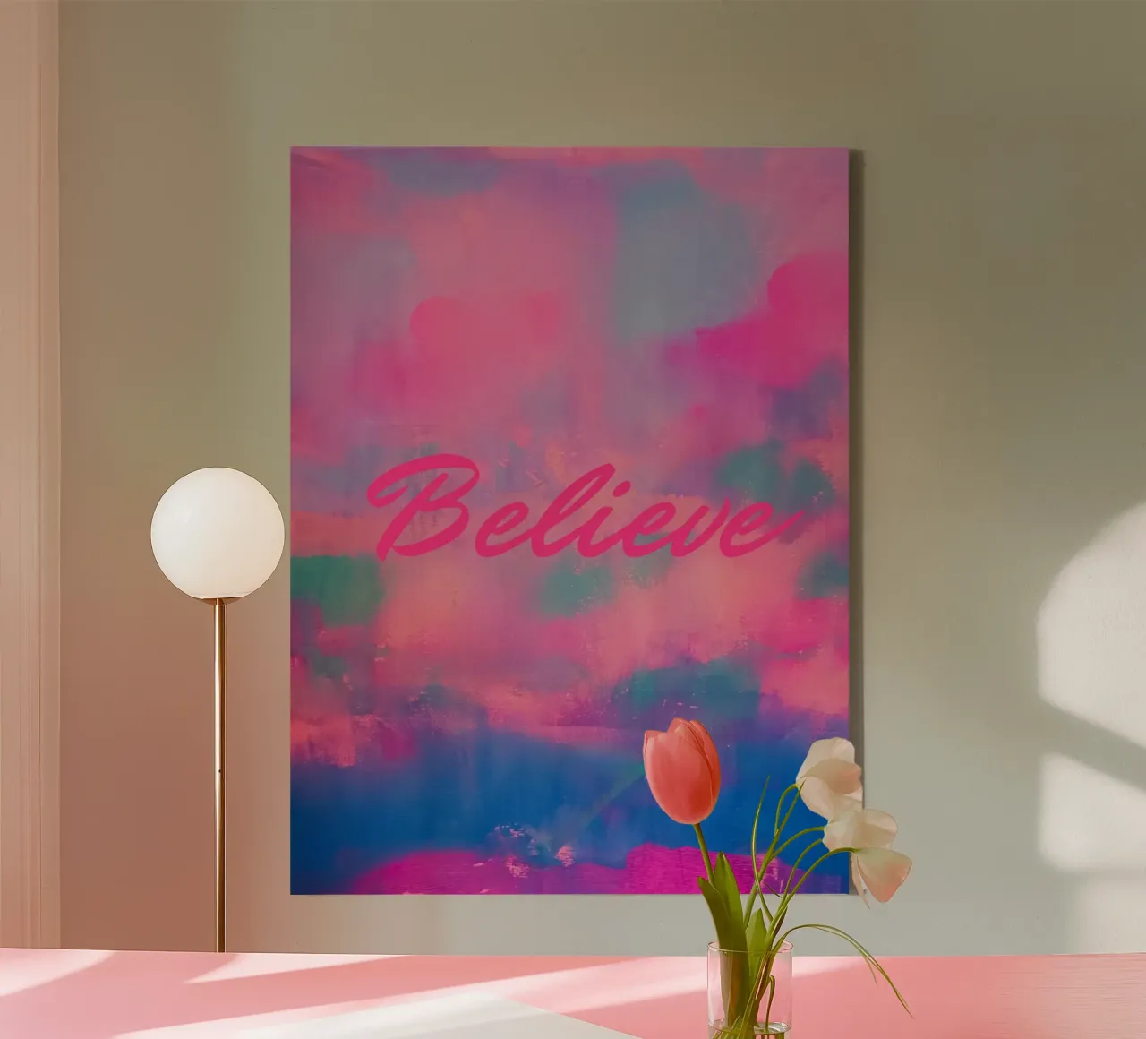 Impression abstraite colorée 'Believe toile de FABOArt