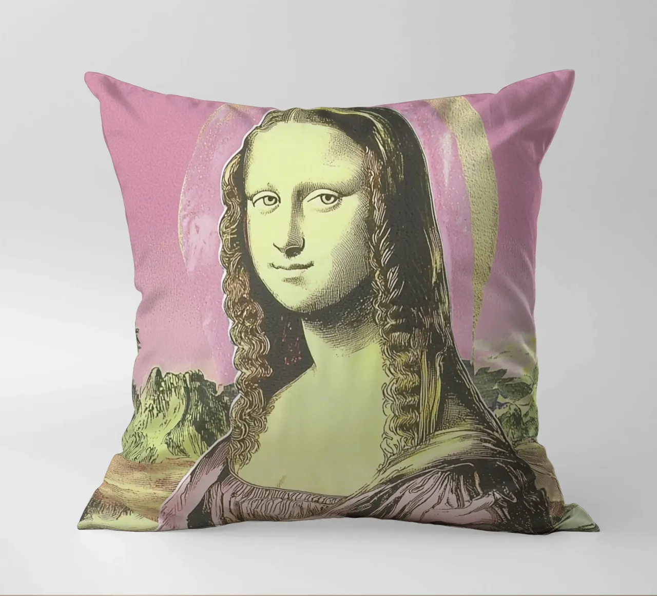 Mona Lisa, Riso pink cuscino da Carinaprint