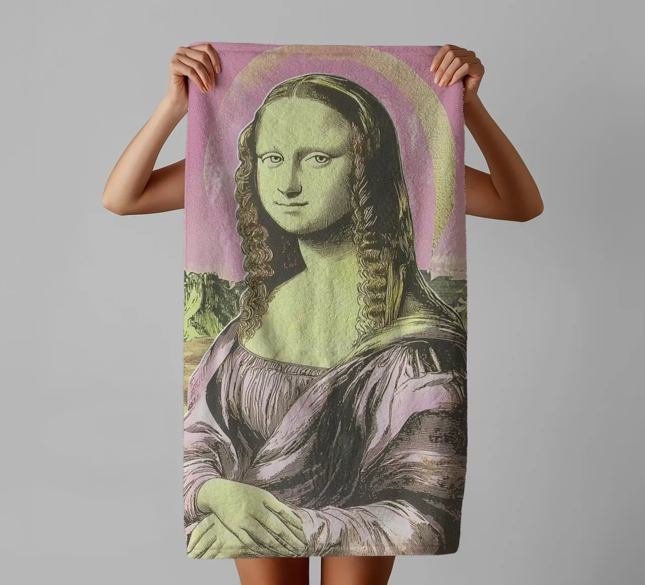 Mona Lisa, Riso pink asciugamano da bagno da Carinaprint