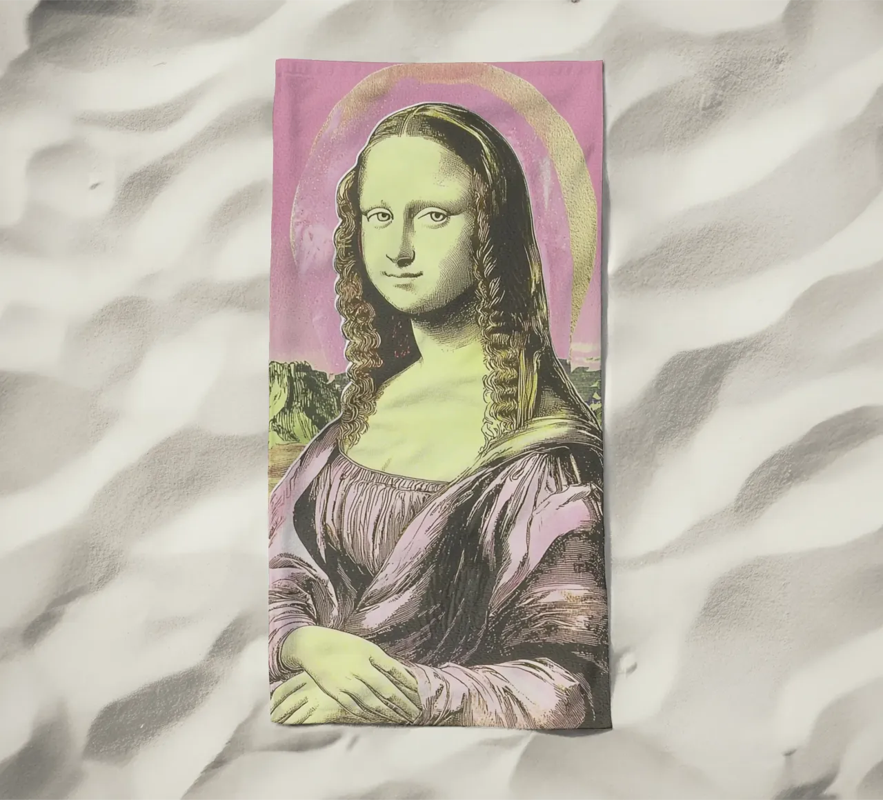 Mona Lisa, Riso pink telo mare da Carinaprint
