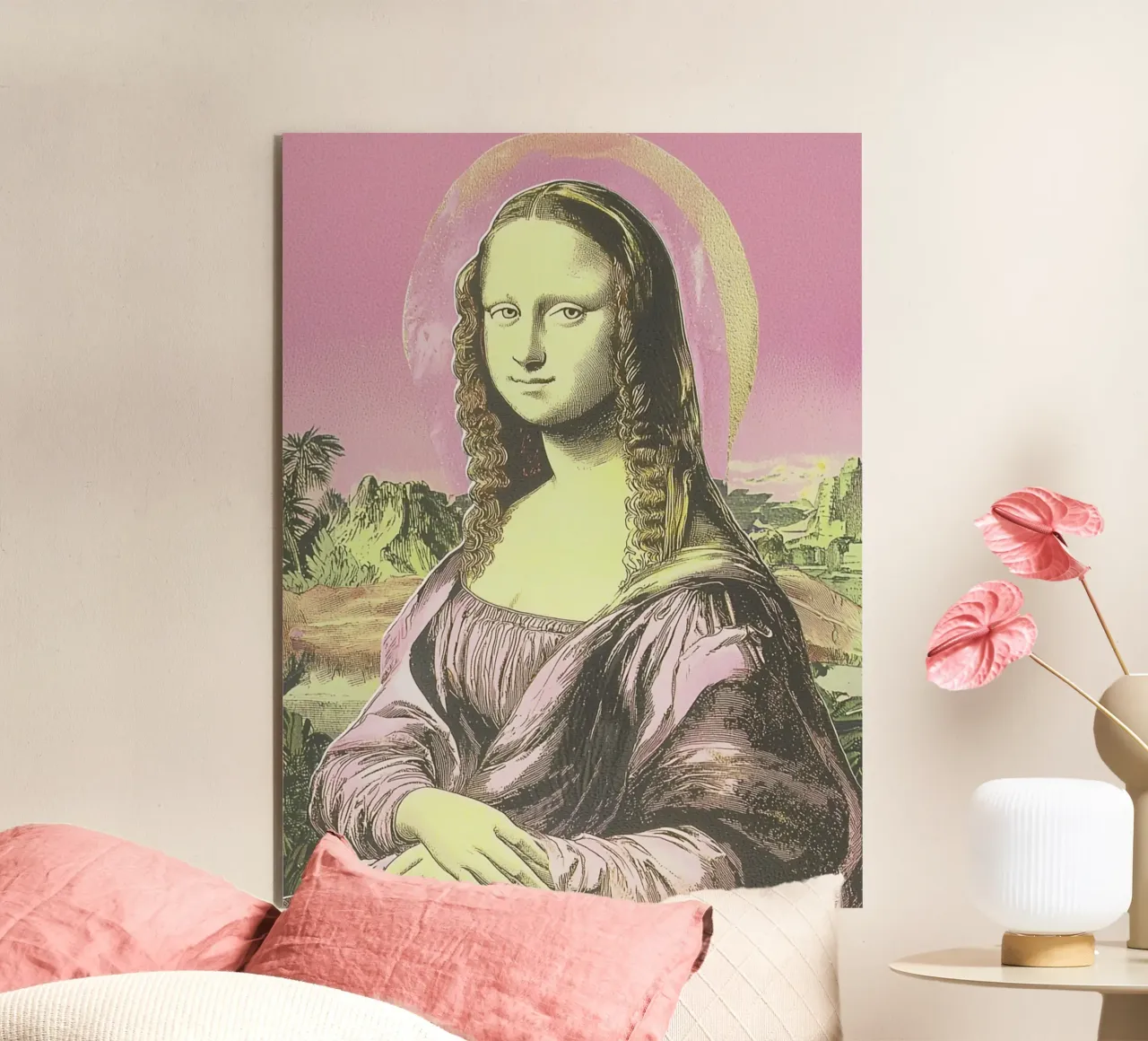 Mona Lisa, Riso pink alluminio dibond da Carinaprint