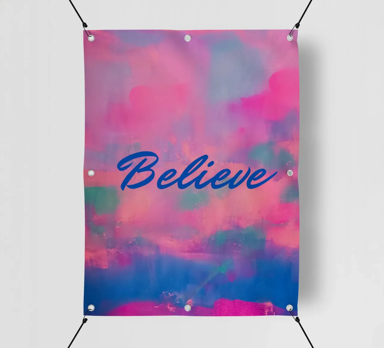 'Believe' Colorful Abstract Print - Blue Text pvc cover by FABOArt