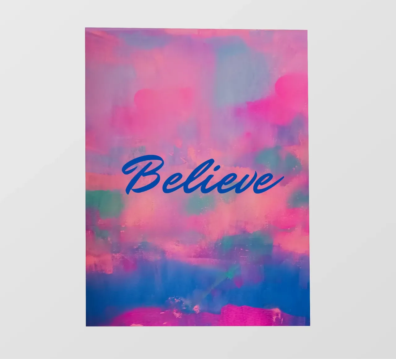 'Believe' Colorful Abstract Print - Blue Text pvc cover by FABOArt