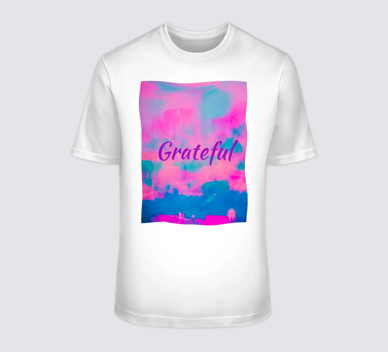 'Grateful' Levendige abstracte print t-shirt van FABOArt