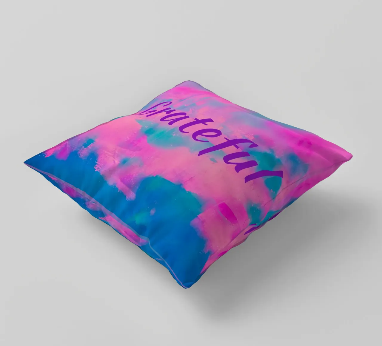 'Grateful' Vibrant Abstract Print decorative cushion by FABOArt