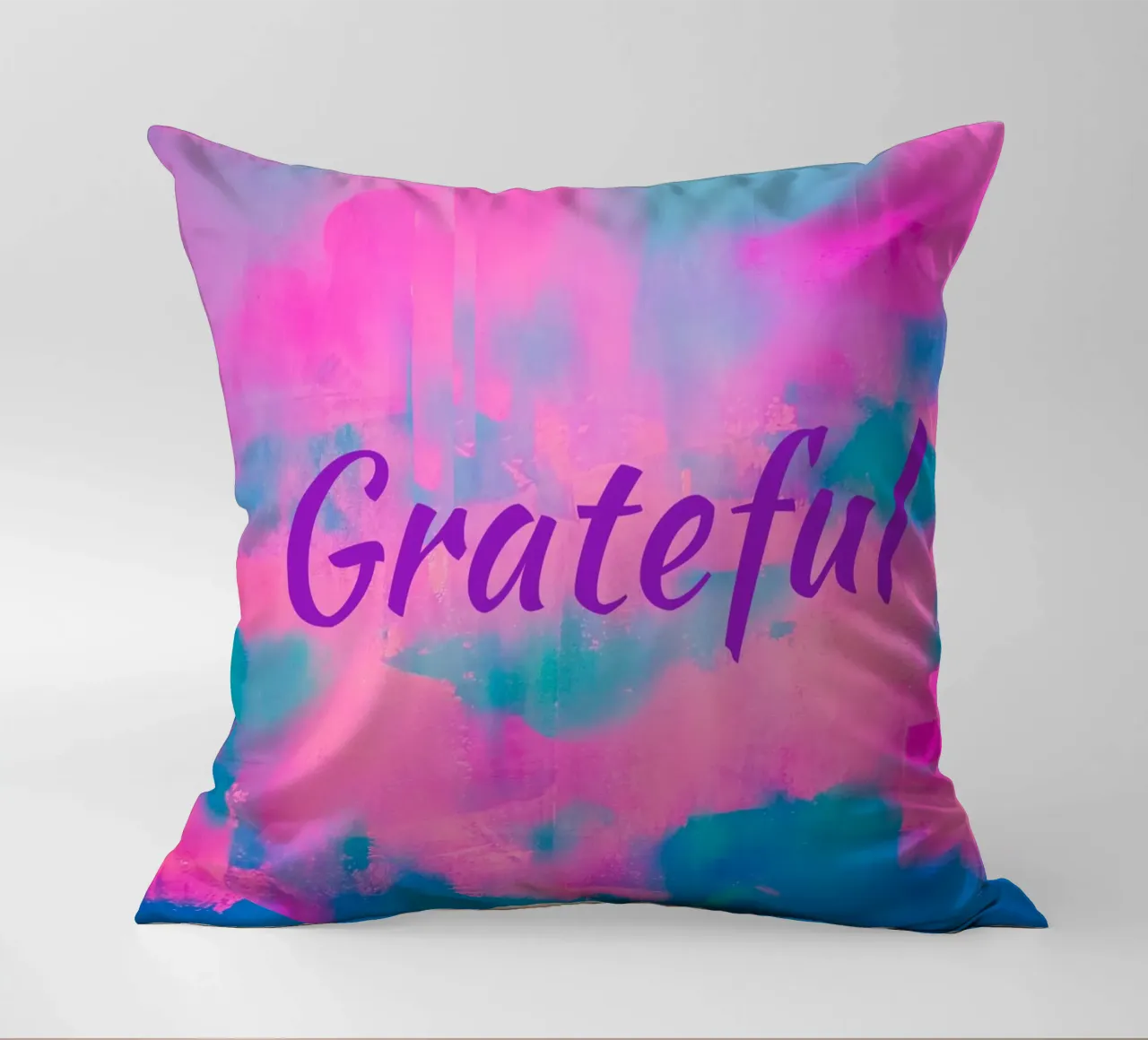 'Grateful' Vibrant Abstract Print decorative cushion by FABOArt