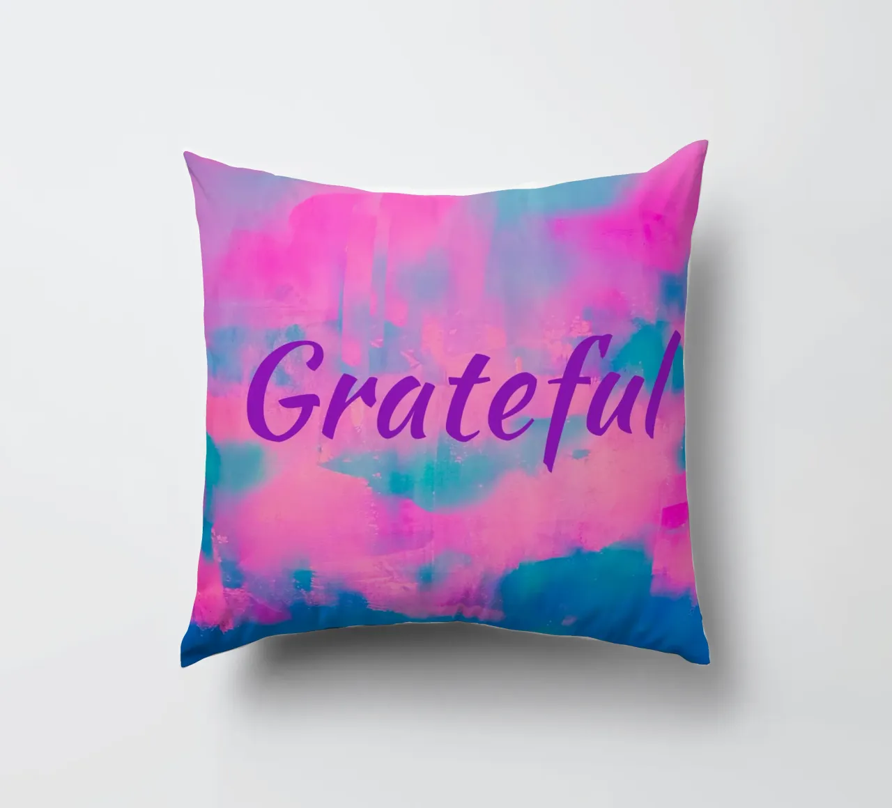 'Grateful' Vibrant Abstract Print decorative cushion by FABOArt