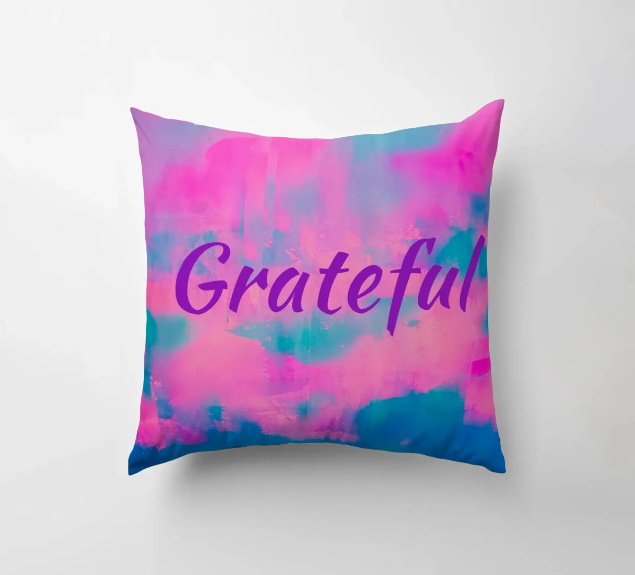 'Grateful' Vibrant Abstract Print decorative cushion by FABOArt