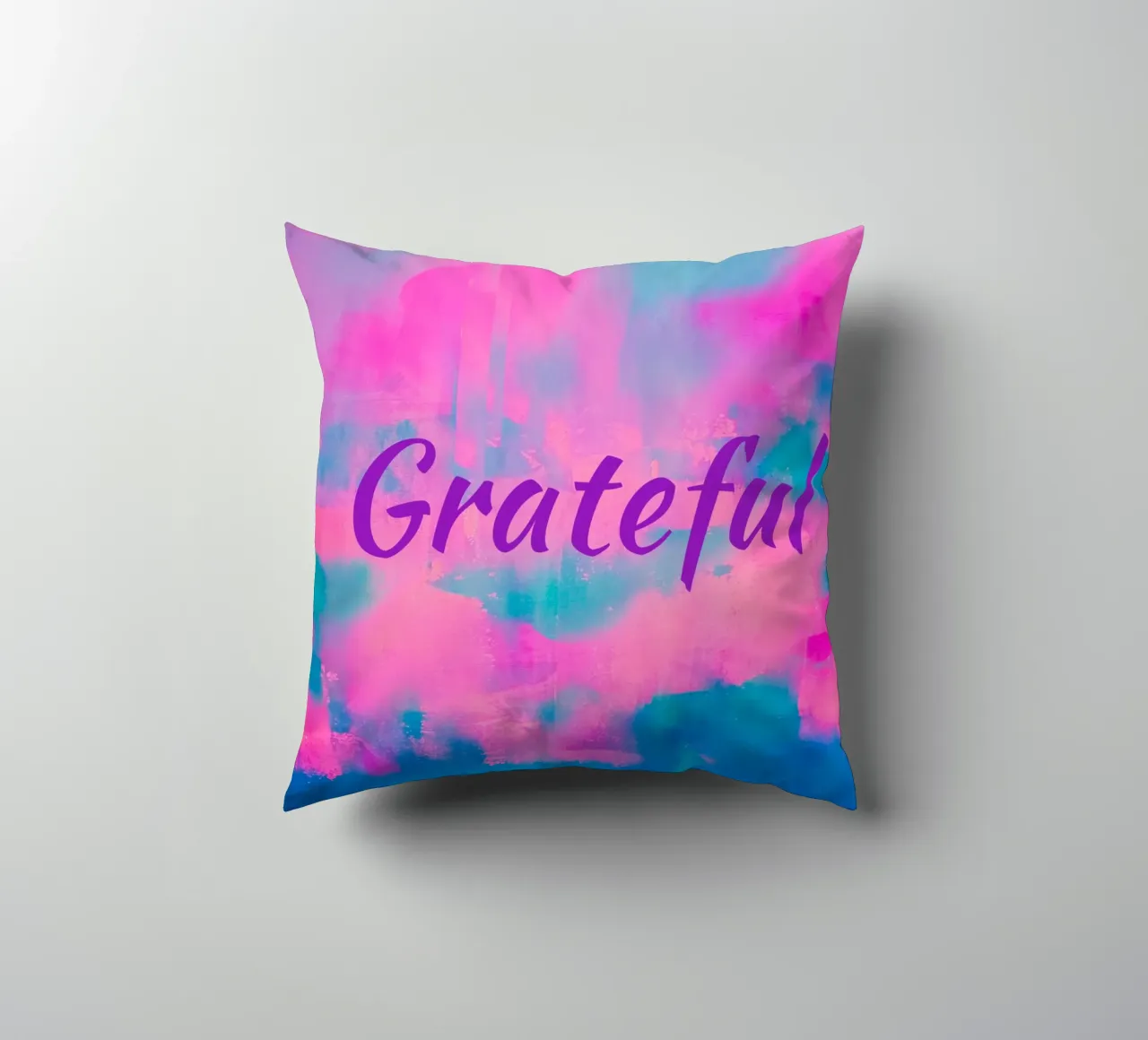 'Grateful' Vibrant Abstract Print decorative cushion by FABOArt