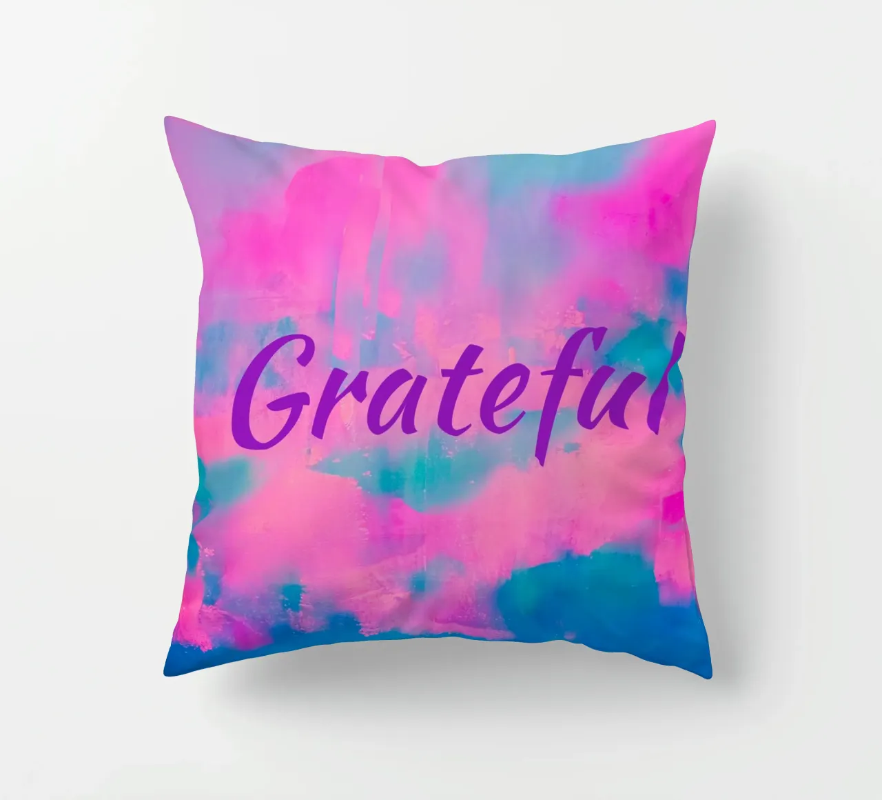 'Grateful' Vibrant Abstract Print decorative cushion by FABOArt