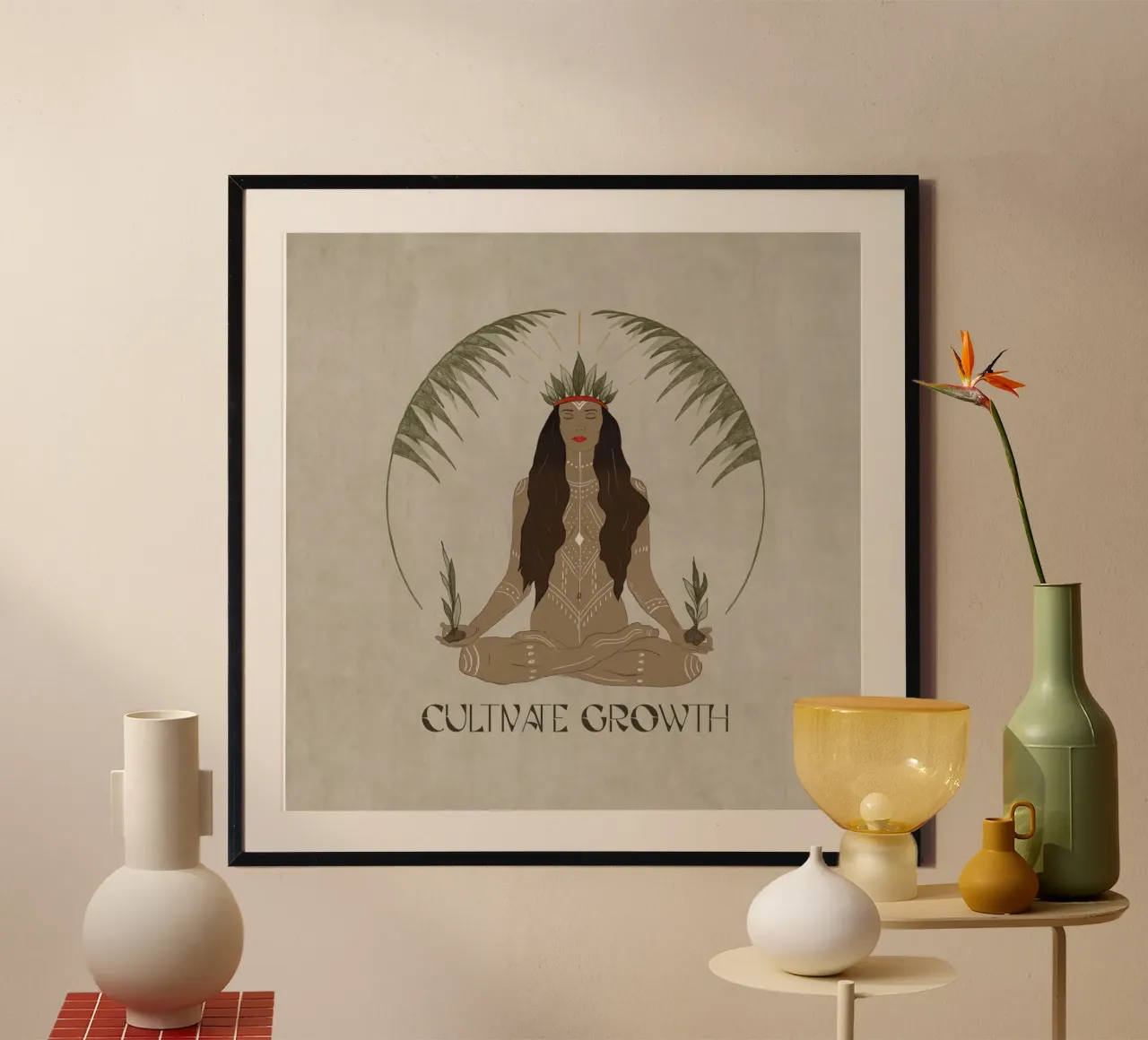 Coltivare la crescita - Meditazione rituale tribale Boho sulle piante poster da This Wild Soul - Illustration