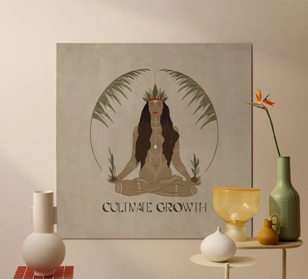 Coltivare la crescita - Meditazione rituale tribale Boho sulle piante poster da This Wild Soul - Illustration