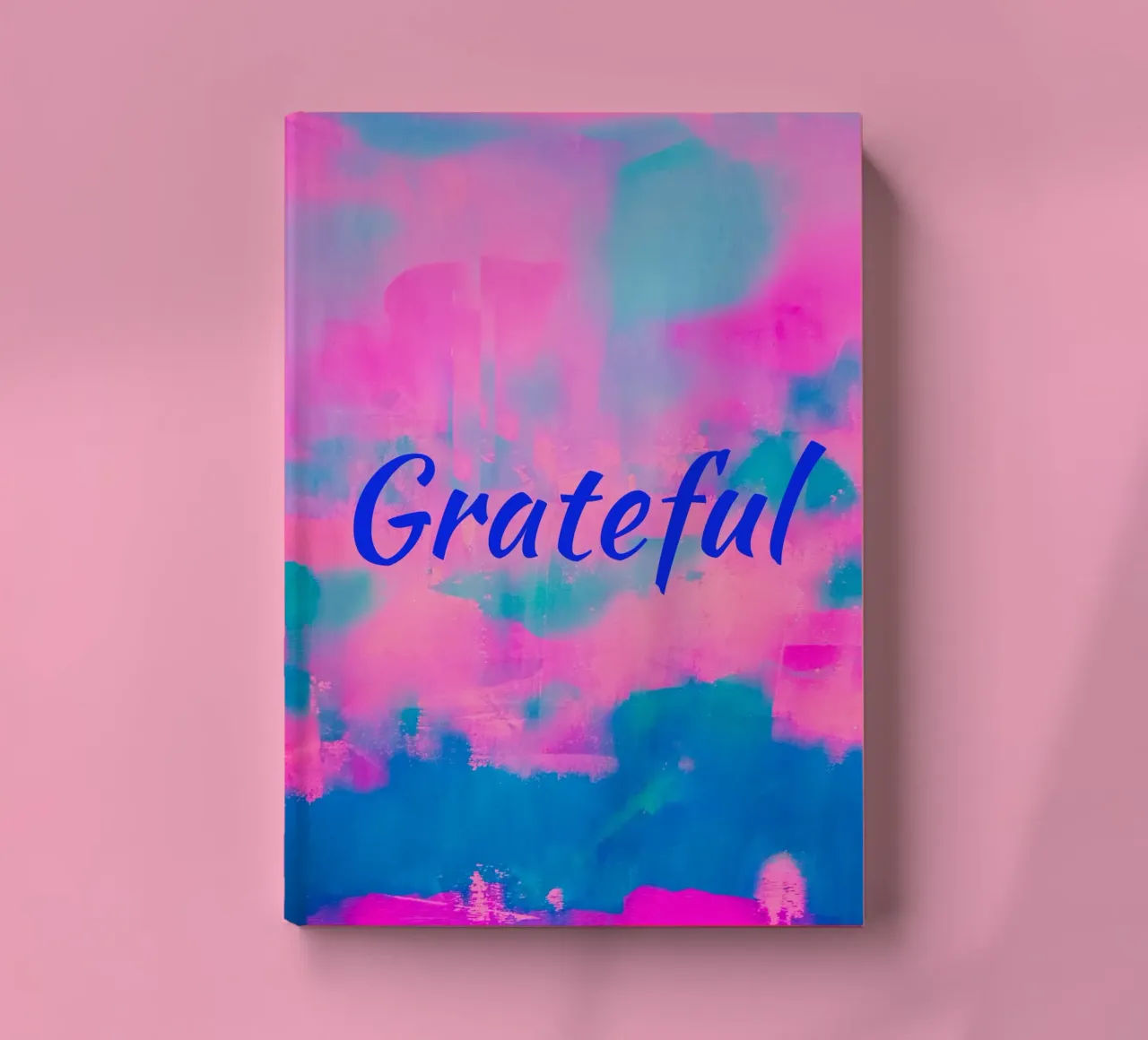 'Grateful' Colorful Abstract Print - Blue Text notebook by FABOArt