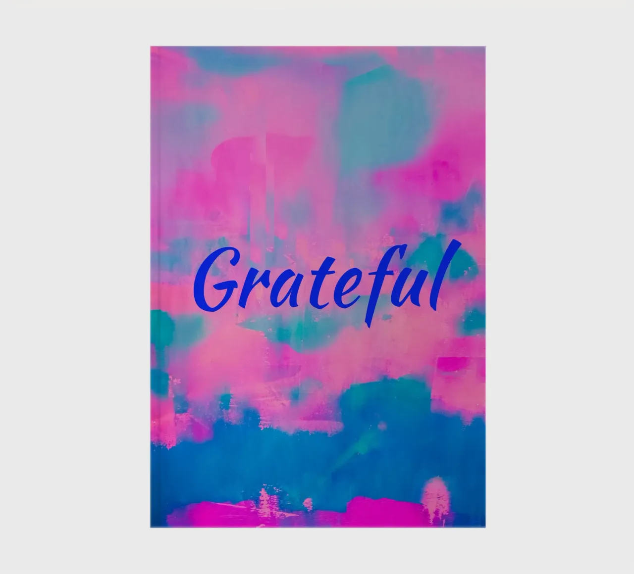 'Grateful' Colorful Abstract Print - Blue Text notebook by FABOArt