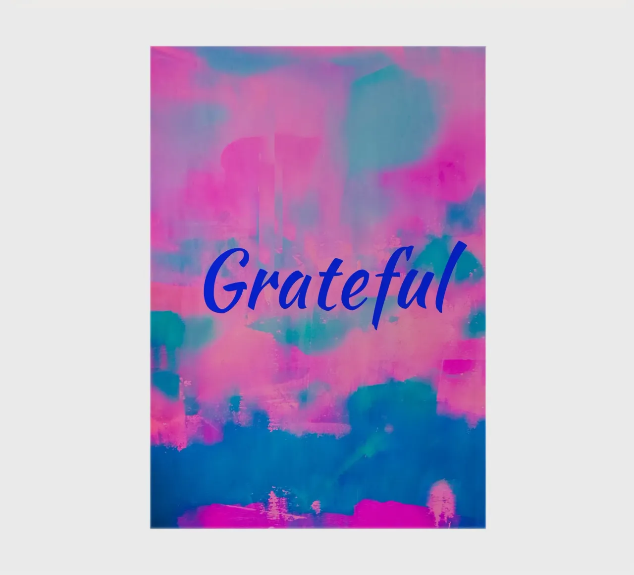 'Grateful' Colorful Abstract Print - Blue Text notebook by FABOArt