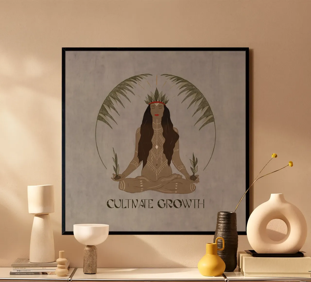 Coltivare la crescita - Dea tribale boho per gli amanti delle piante poster da This Wild Soul - Illustration