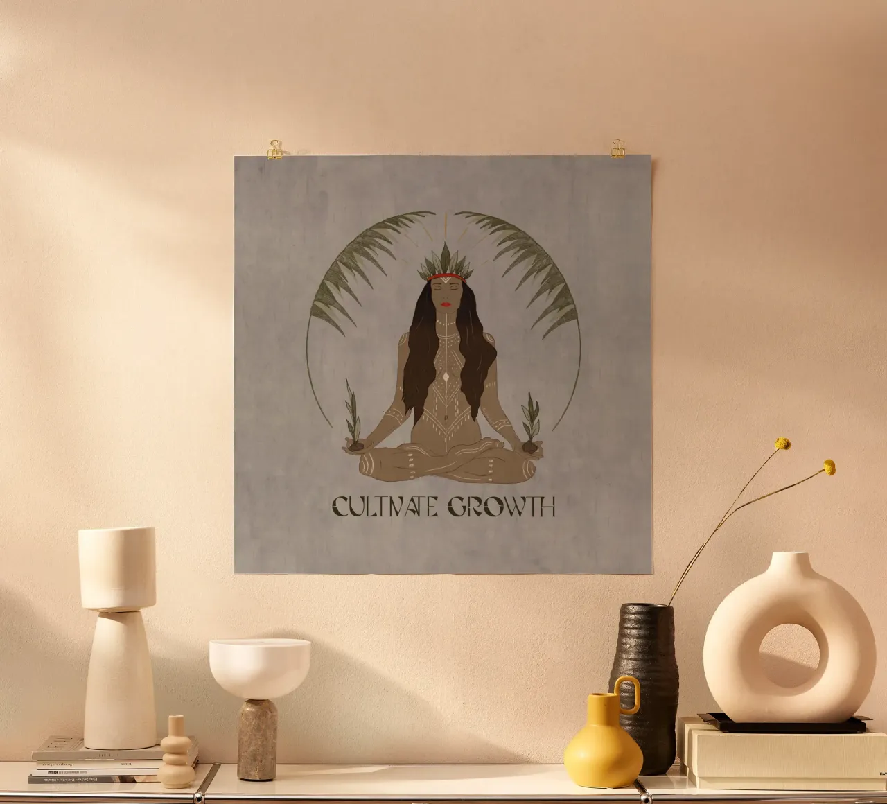Coltivare la crescita - Dea tribale boho per gli amanti delle piante poster da This Wild Soul - Illustration