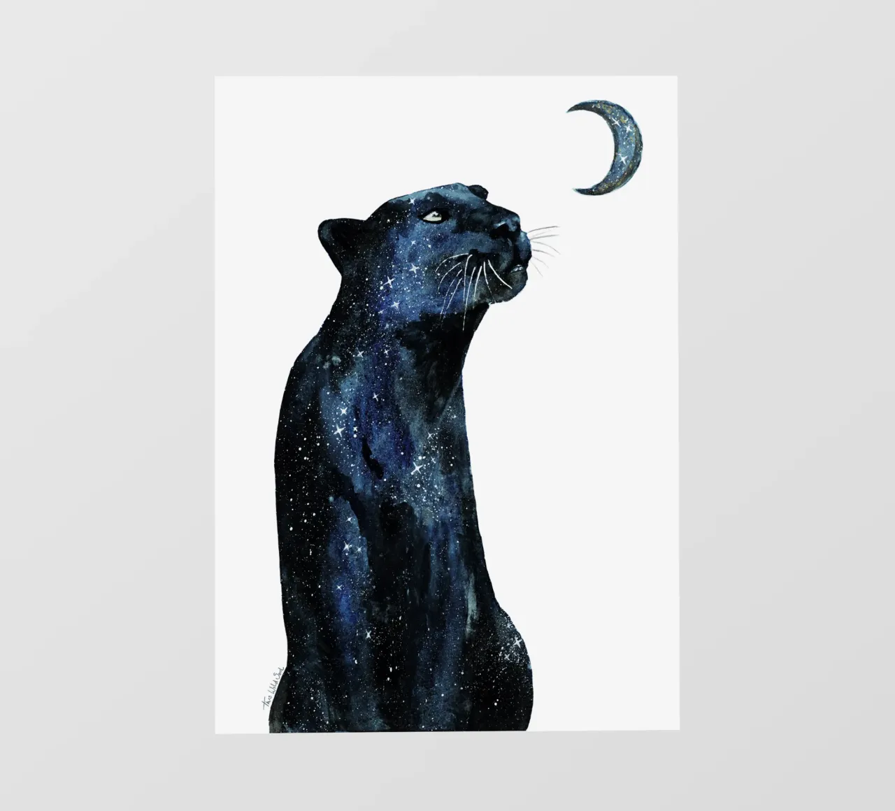 La Luna chiama l'Universo Galattico Magico Giaguaro Nero telo in pvc da This Wild Soul - Illustration