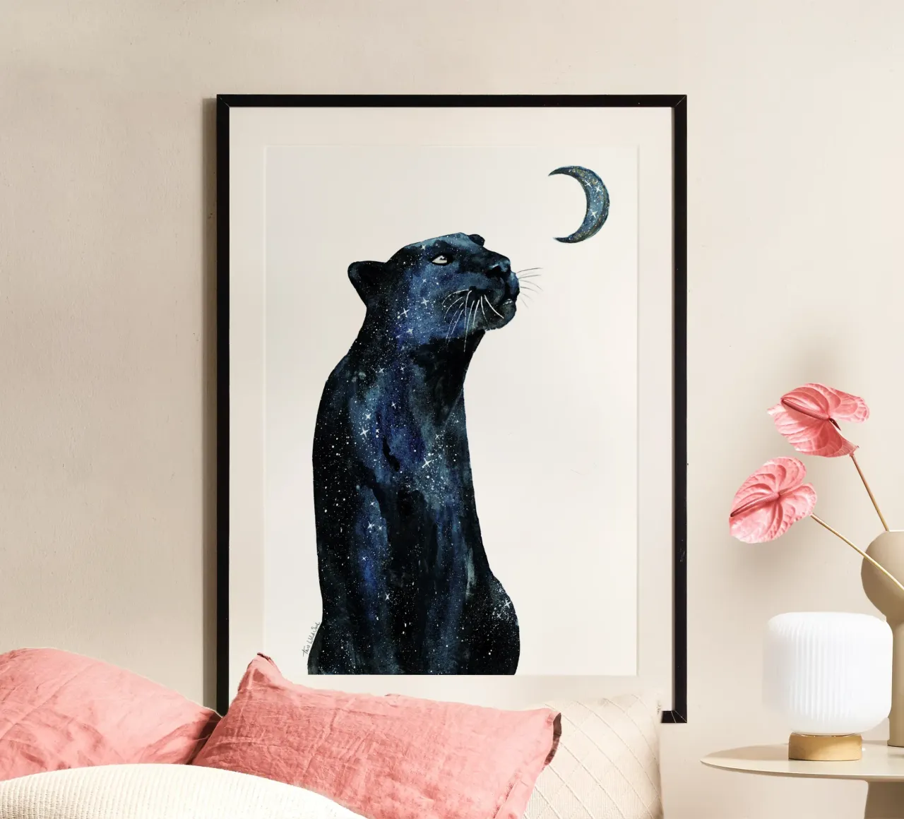 La Luna chiama l'Universo Galattico Magico Giaguaro Nero poster da This Wild Soul - Illustration