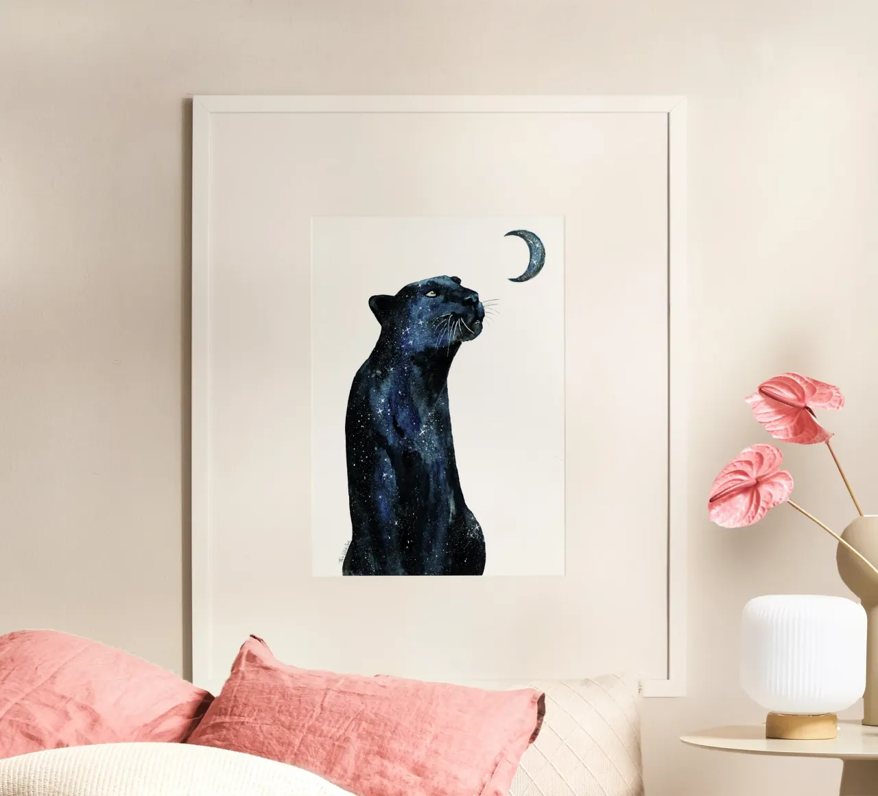 La Luna chiama l'Universo Galattico Magico Giaguaro Nero poster da This Wild Soul - Illustration