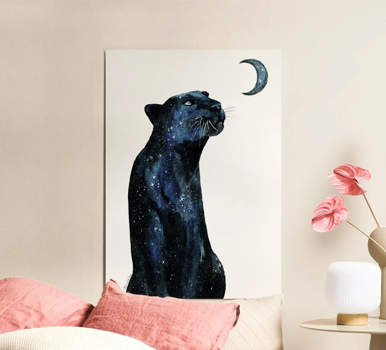 La Luna chiama l'Universo Galattico Magico Giaguaro Nero poster da This Wild Soul - Illustration