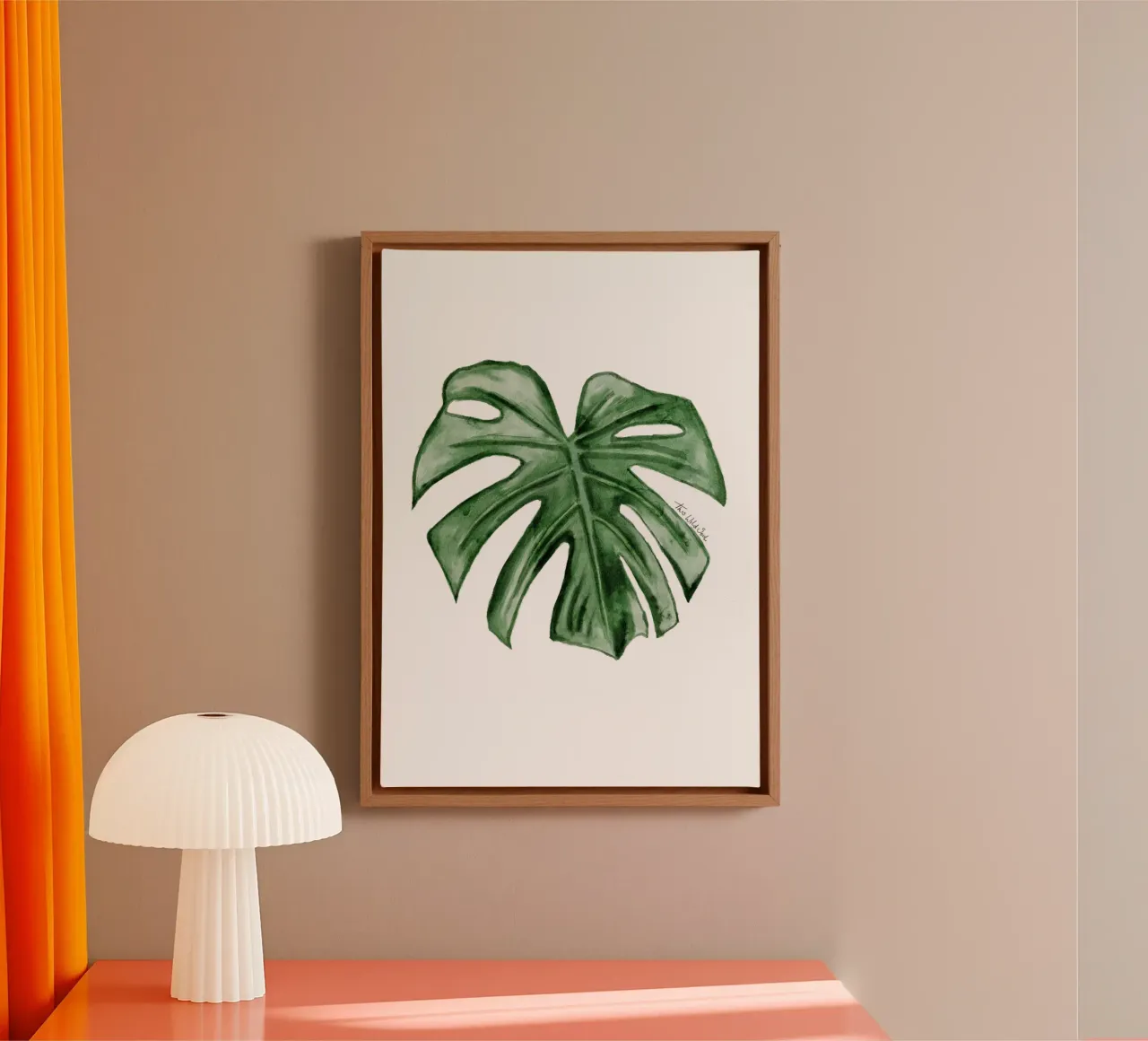 Monstera Formaggio Pianta Fogliame Illustrazione ad acquerello tela con Cornice a cassetta da This Wild Soul - Illustration