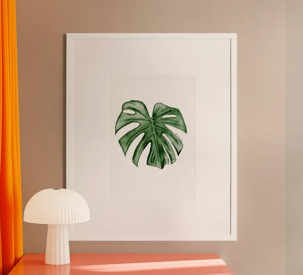Monstera Formaggio Pianta Fogliame Illustrazione ad acquerello poster con telaio in plastica da This Wild Soul - Illustration