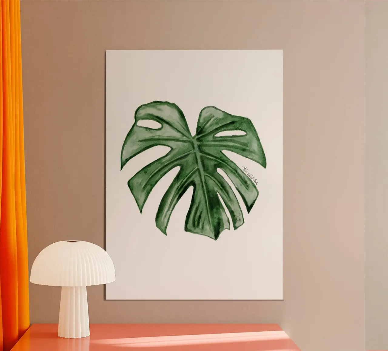 Monstera Formaggio Pianta Fogliame Illustrazione ad acquerello poster con telaio in plastica da This Wild Soul - Illustration
