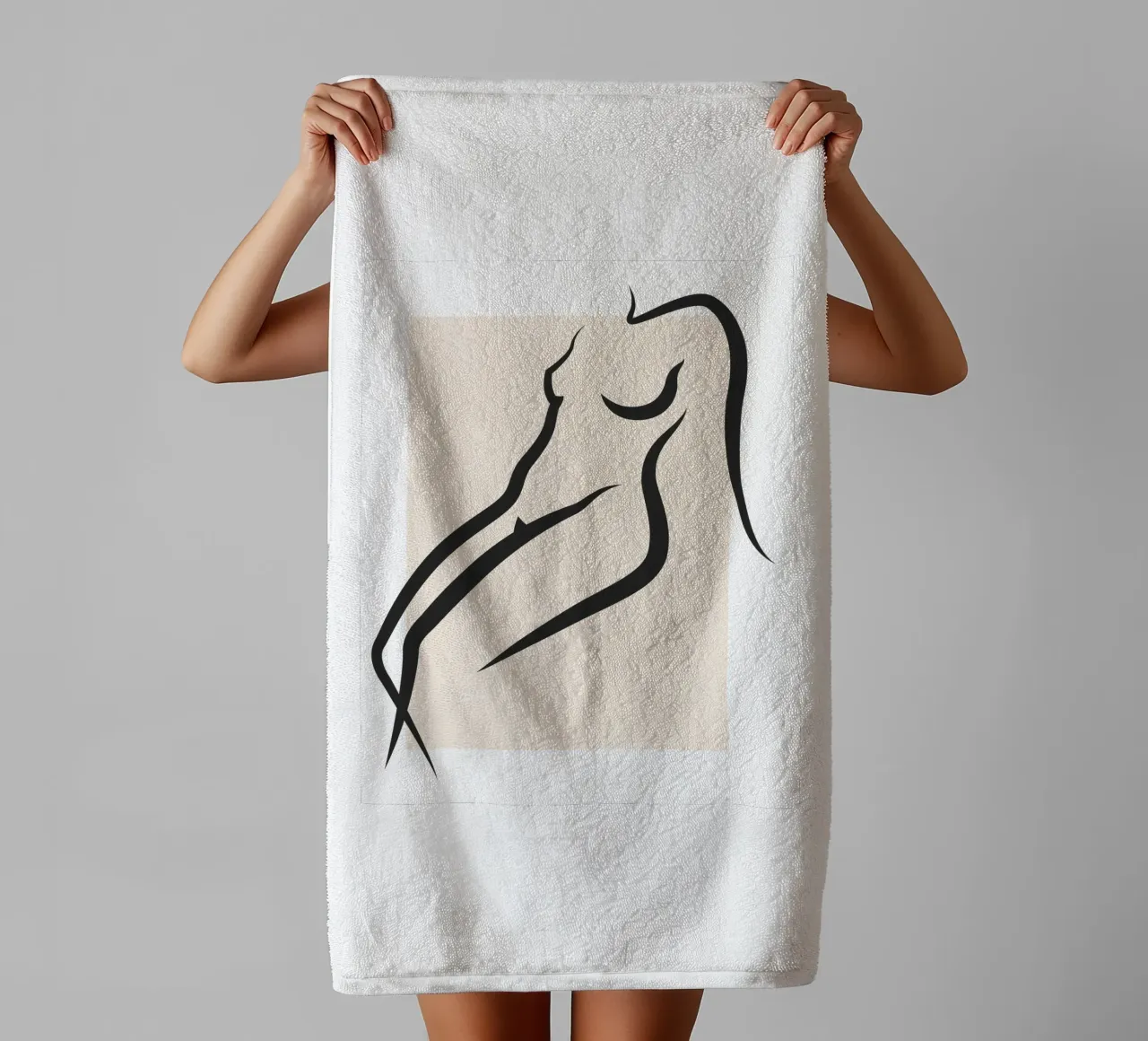 Pastel Square - Nude in Lines towel by Addillum
