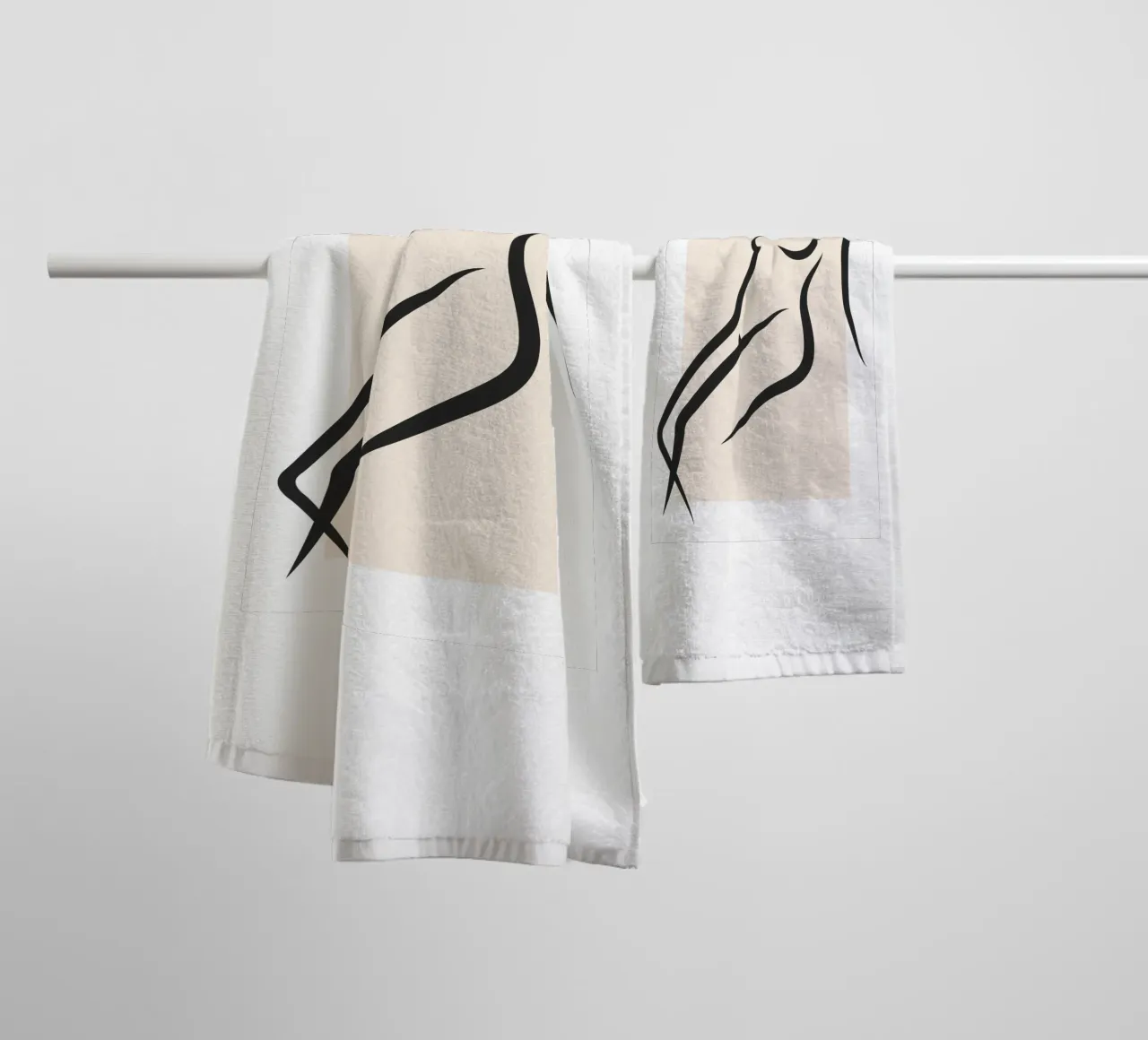 Pastel Square - Nude in Lines towel by Addillum