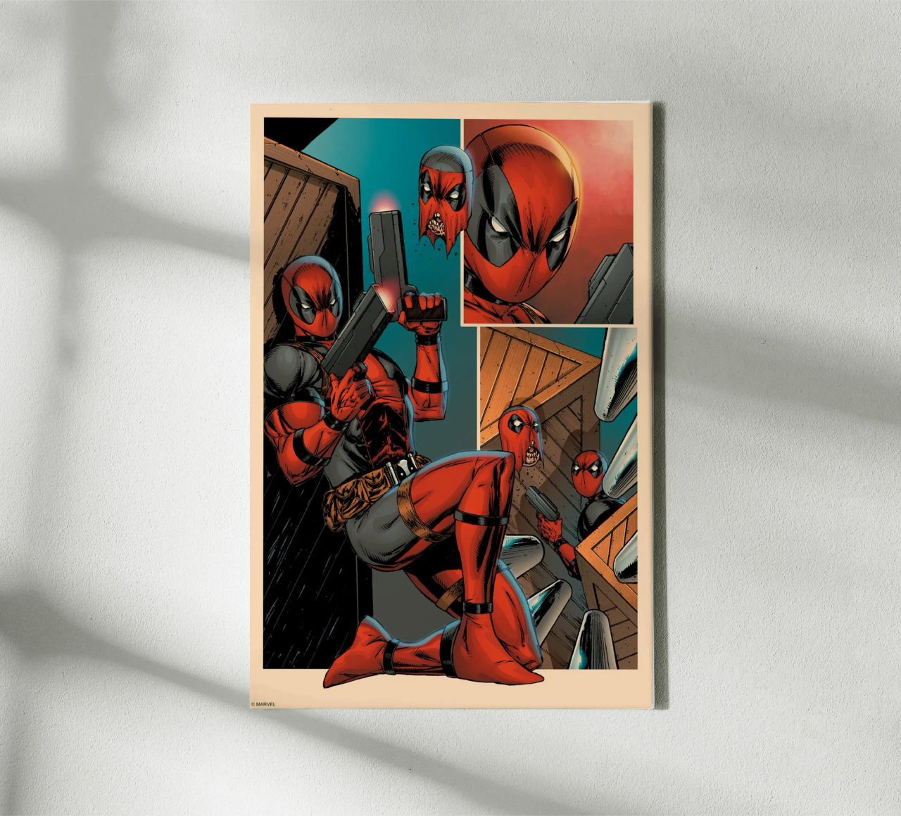 Deadpool Action tela da MARVEL Designs by JUNIQE