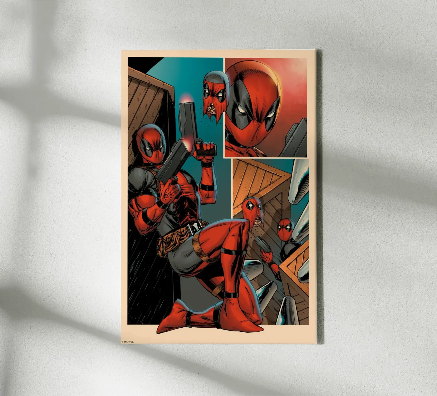 Deadpool Action canvas van MARVEL Designs by JUNIQE