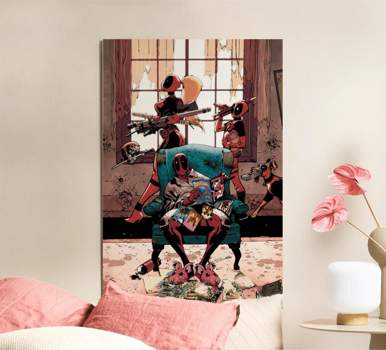 Deadpool - Ruhe im Chaos alluminio dibond da MARVEL Designs by JUNIQE
