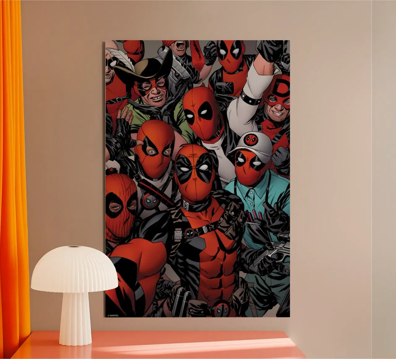 Deadpool-Versammlung alluminio dibond da MARVEL Designs by JUNIQE