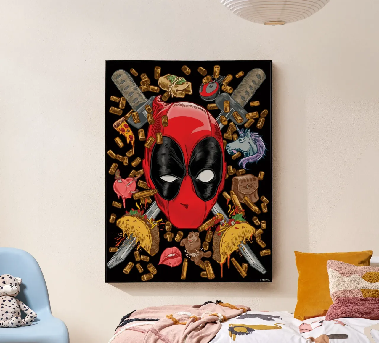 Deadpool – Chaos &Tacos plexiglass da MARVEL Designs by JUNIQE