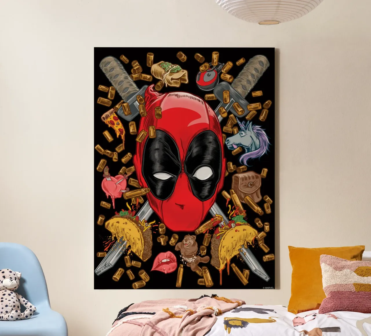 Deadpool – Chaos &Tacos tela da MARVEL Designs by JUNIQE