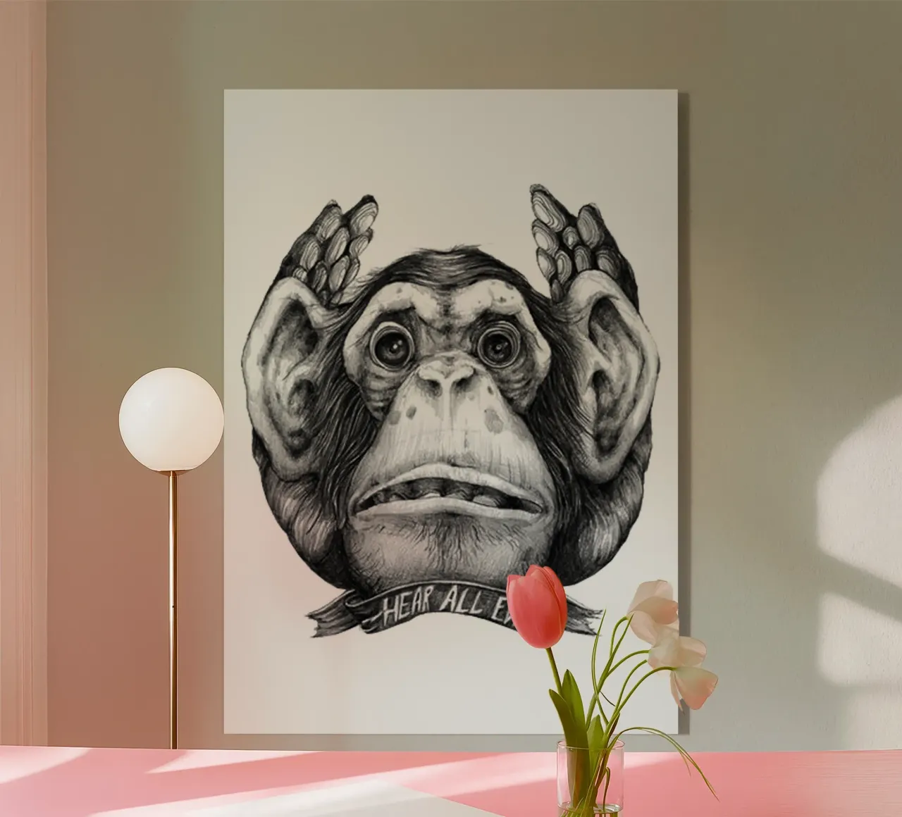Höre alle bösen Affenmonster, die jetzt im Kommen sind Acryl-Glas von Urban Life