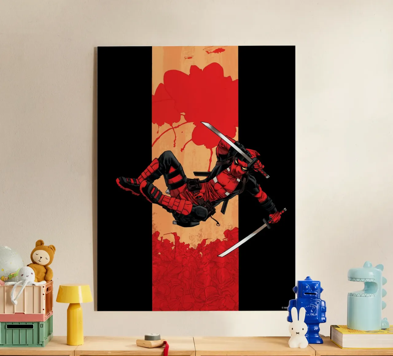Deadpool – Sprung ins Gefecht plexiglass da MARVEL Designs by JUNIQE
