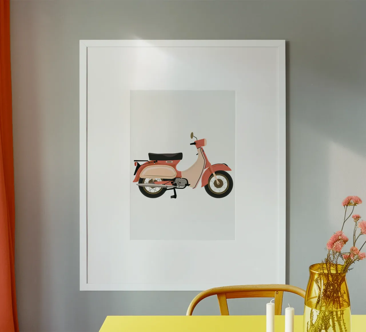 Scooter arancione retrò di tendenza carta hahnemühle da Urban Life