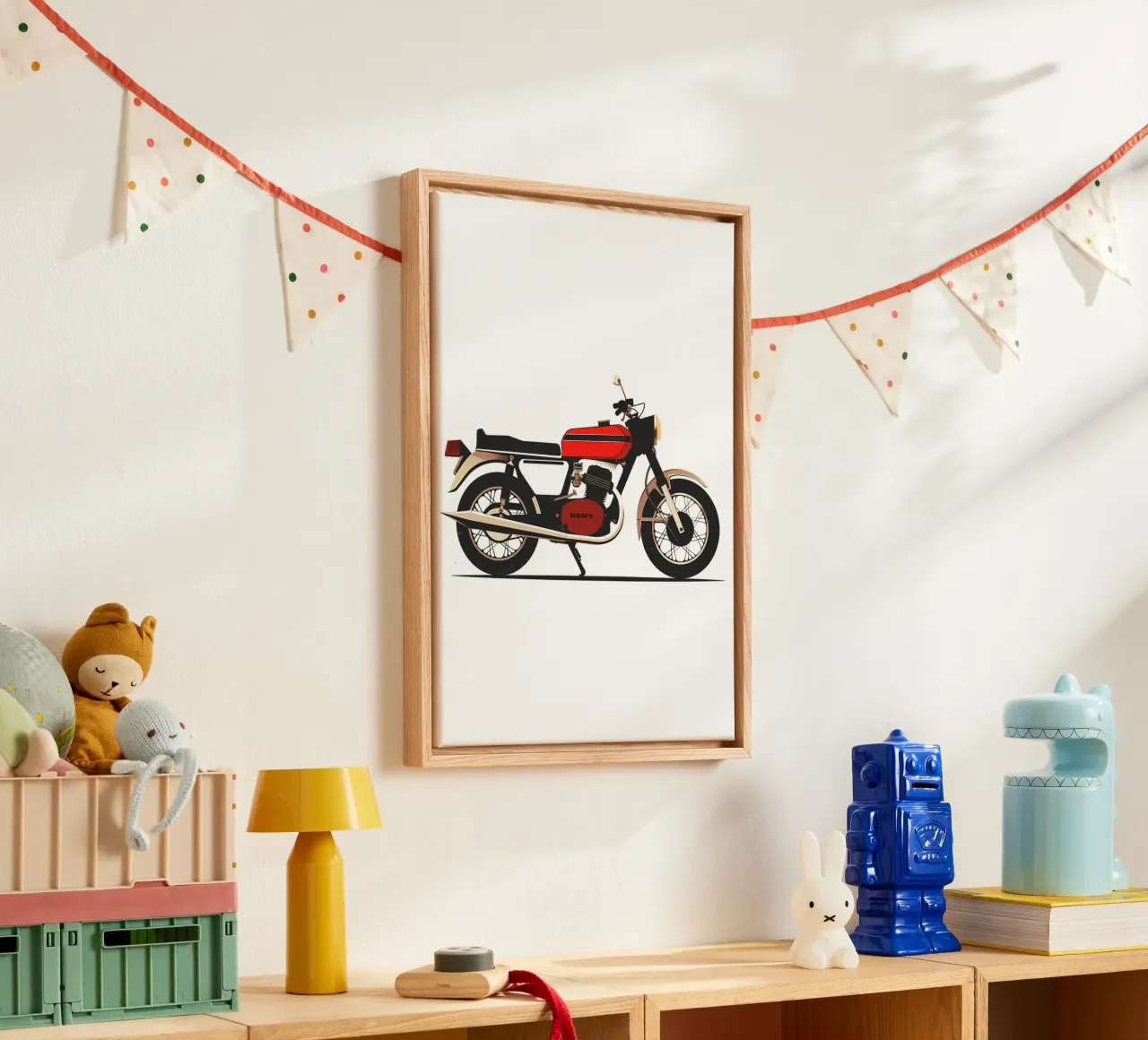 Moto Touring retrò di tendenza ora tela con Cornice a cassetta da Urban Life